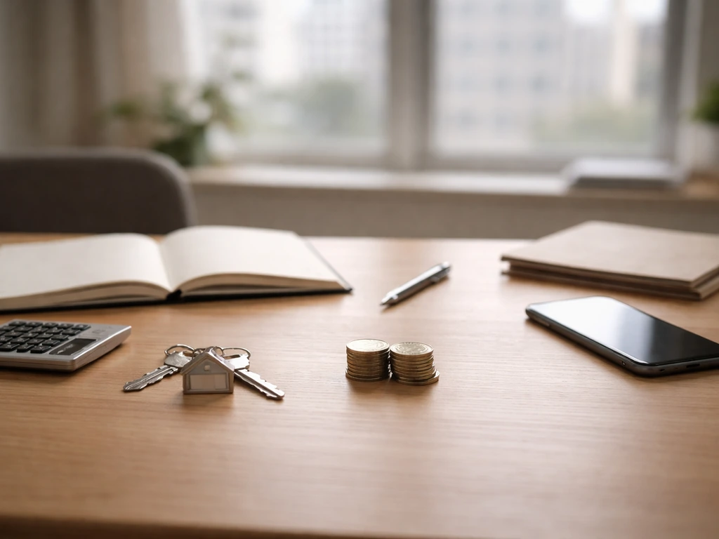 Minimal desk scene with a notebook, calculator, and blurred financial documents symbolizing asset valuation approaches.