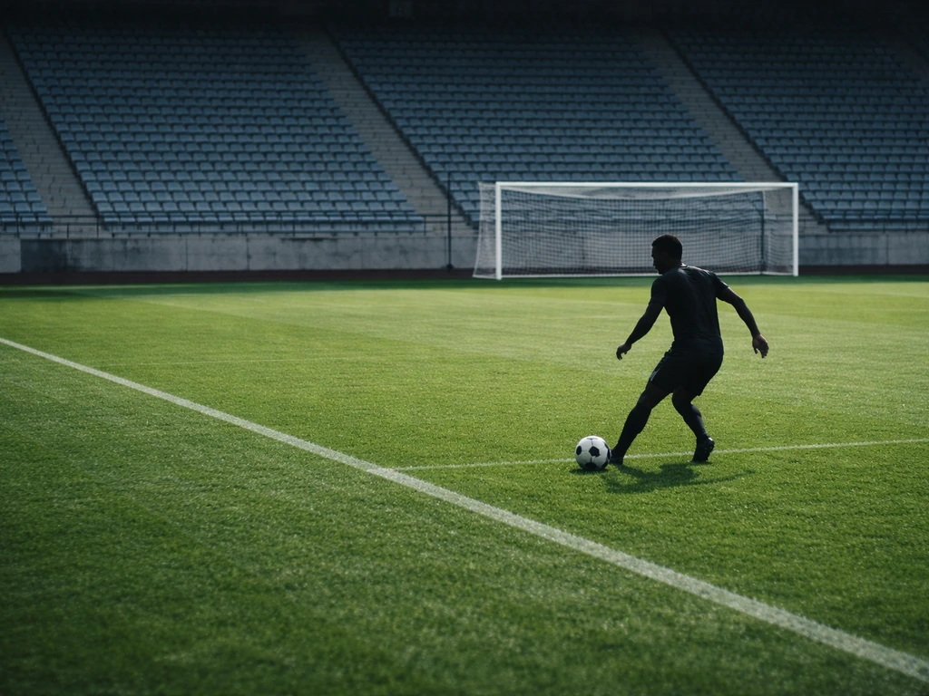 Euro 2004-era football stadium scene with a single player silhouette near goal, symbolizing national team bonuses.