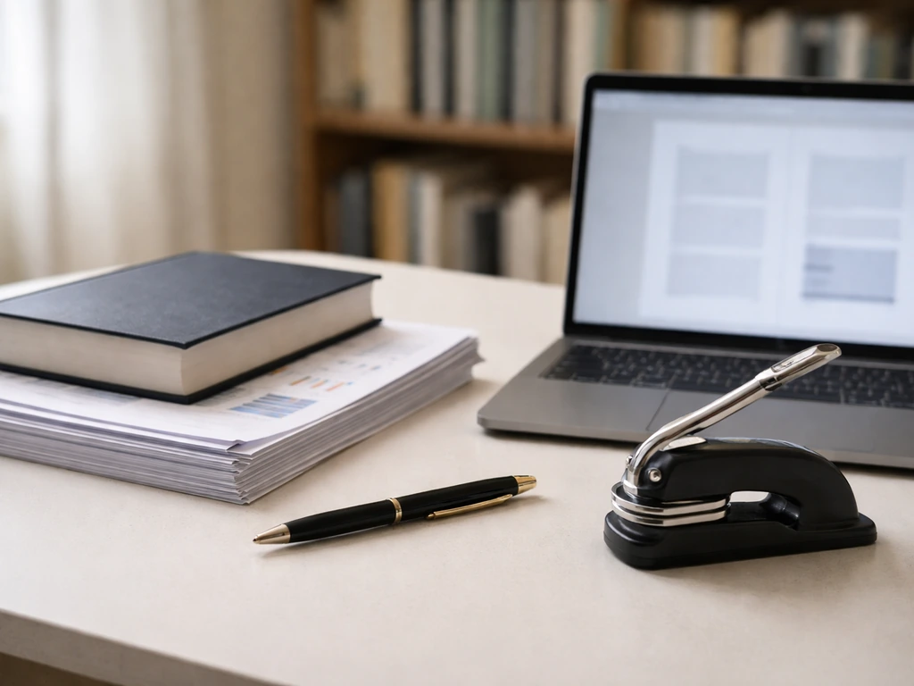 Textbook and course materials on a desk with a laptop layout, symbolizing academic publishing workflow.