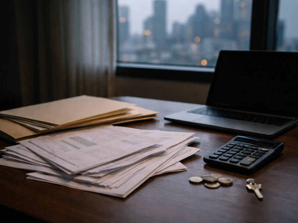 Unclear financial paperwork and coins on a desk, symbolizing difficulty confirming net worth numbers.