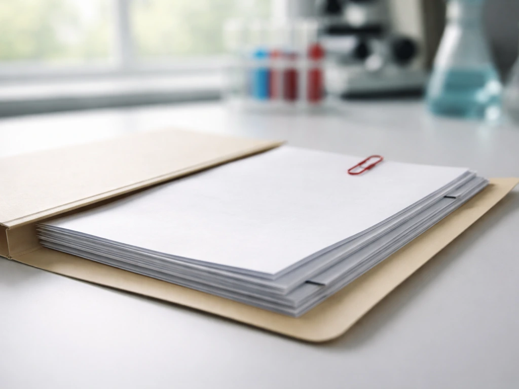 Open folder with blank grant paperwork on a desk, natural light, suggesting federal research funding.