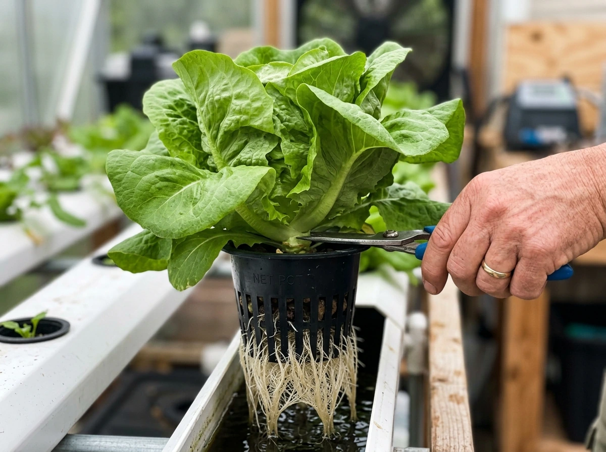 Healthy hydroponic lettuce ready for harvest in net pots