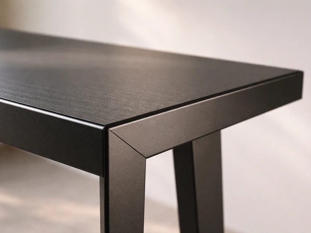 Close-up of the Mesa collection’s modern silhouette and premium finish with a high-end sheen in natural light.