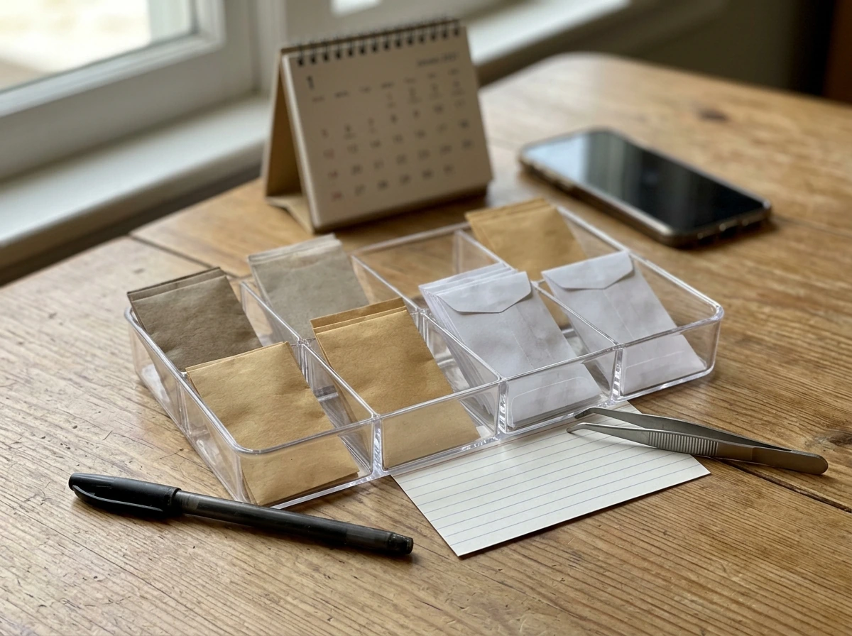Seed pack organizing setup showing how to track and obtain rare seeds