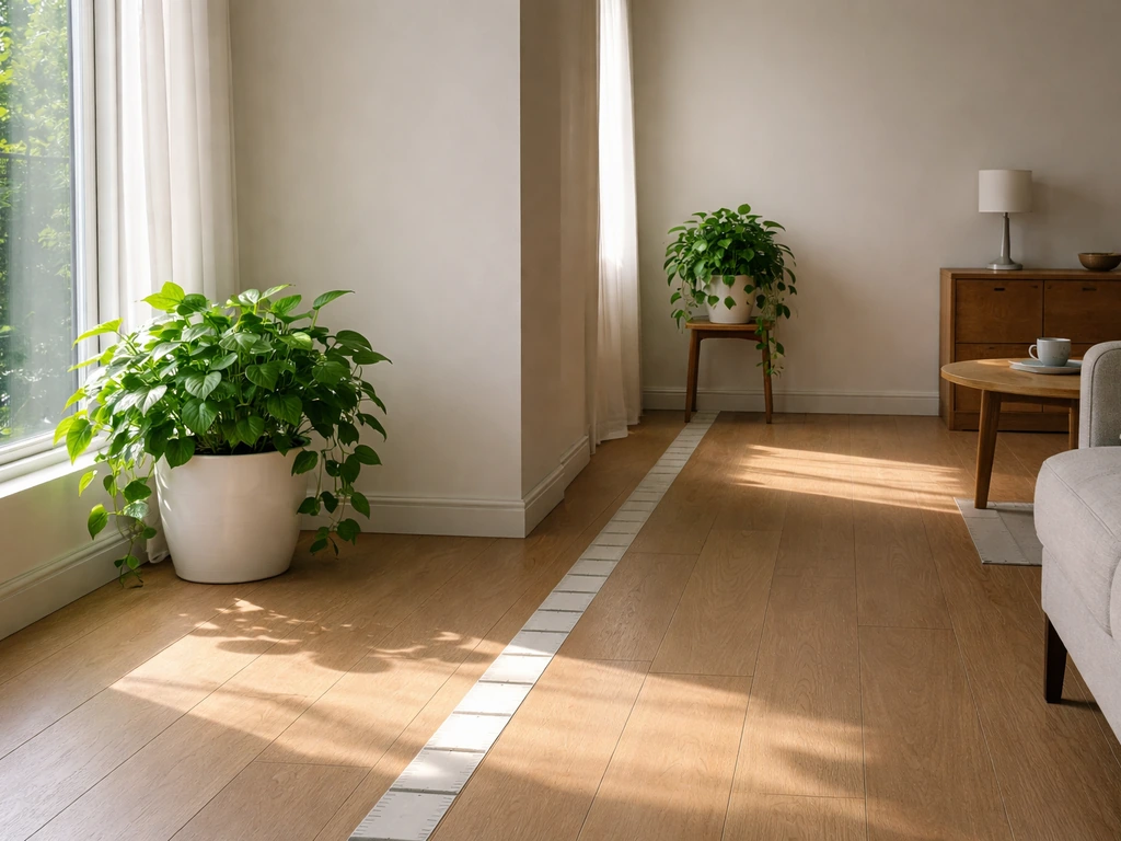Two identical potted plants in one room—one near a bright window, one farther away in dim light.