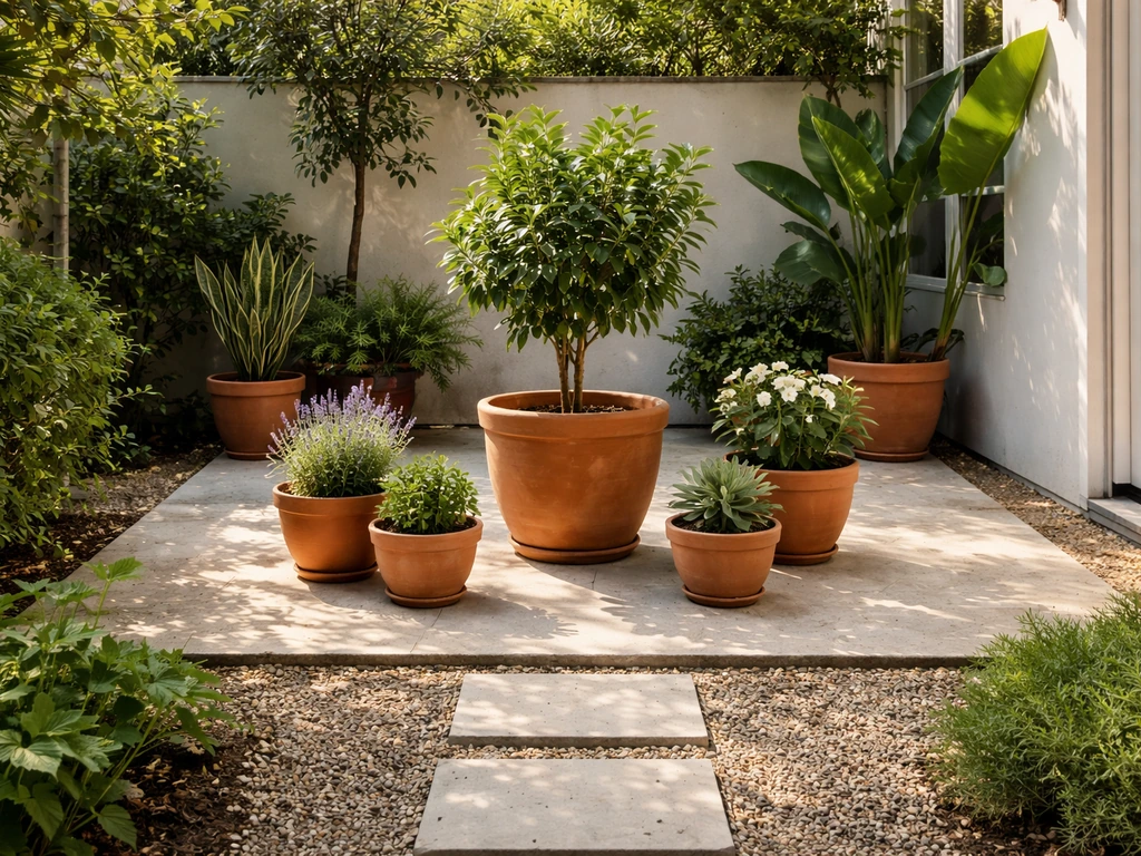 how to arrange potted plants on patio