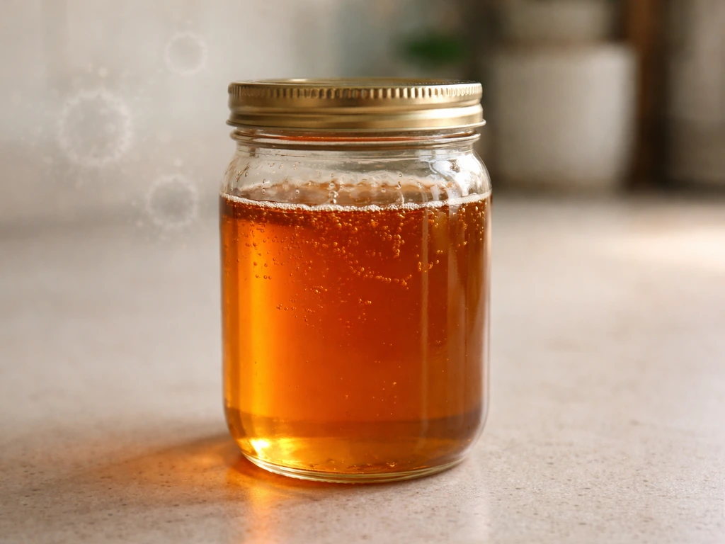 Close-up honey jar with subtle medical-style glow suggesting botulism risk