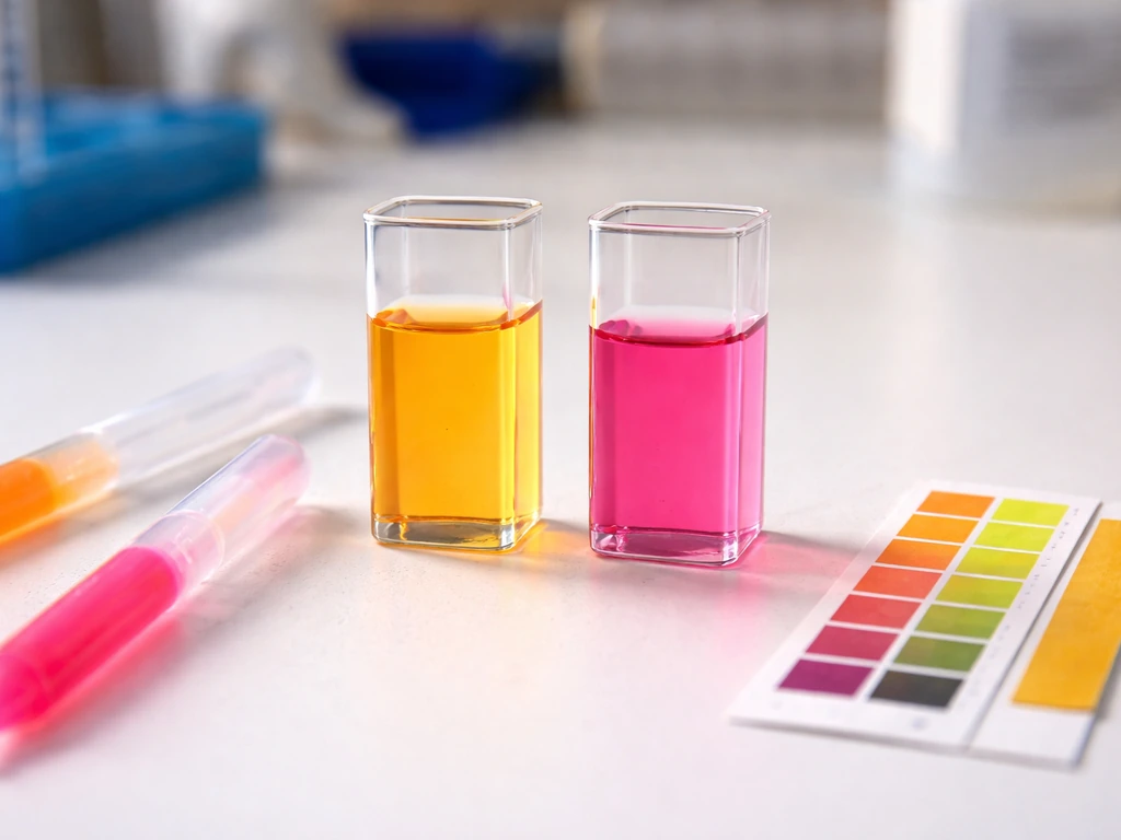 Color-indicator liquids showing inhibited vs harsher acidic conditions for no-growth/die-off concept.