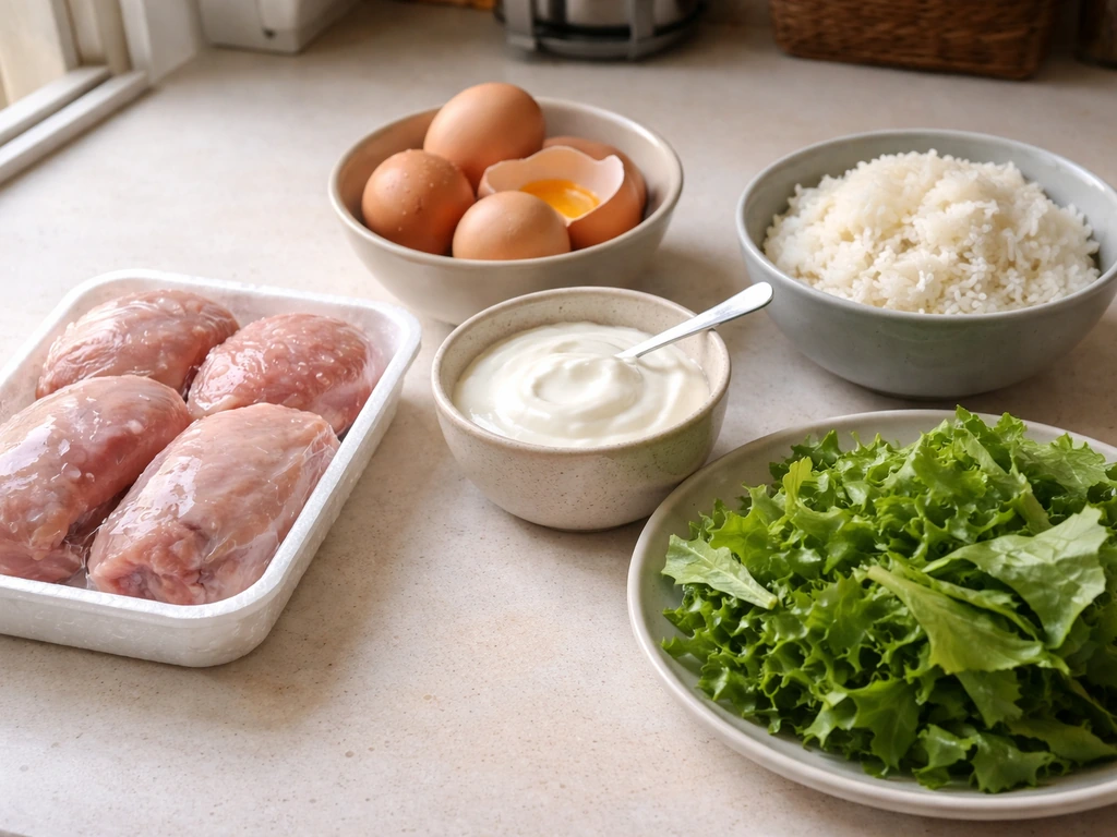 Assorted high-risk TCS foods grouped on a kitchen counter