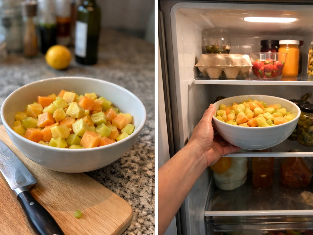 Cut produce left uncovered then transferred to the fridge