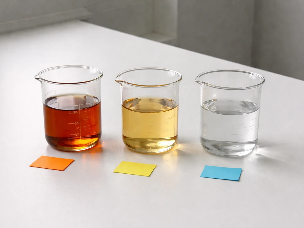 Three beakers with different salt concentrations on a lab bench, each with colored tags (no text).