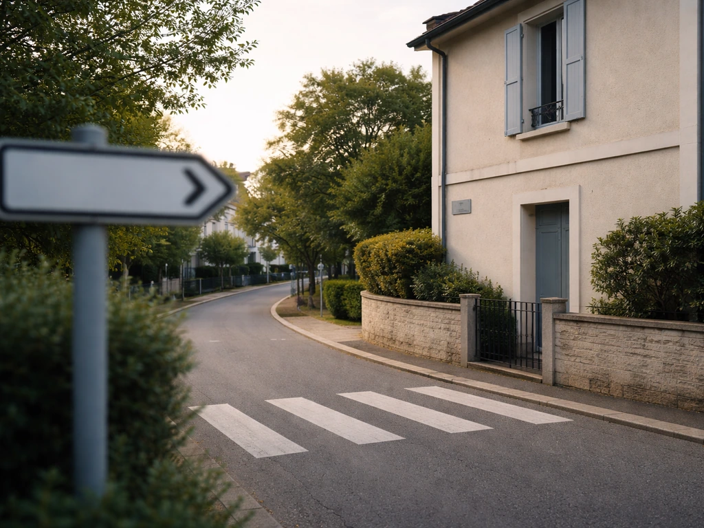Maison des insectes à Carrières-sous-Poissy, avec une ruelle et une signalétique discrète pour l’accès Beauregard.