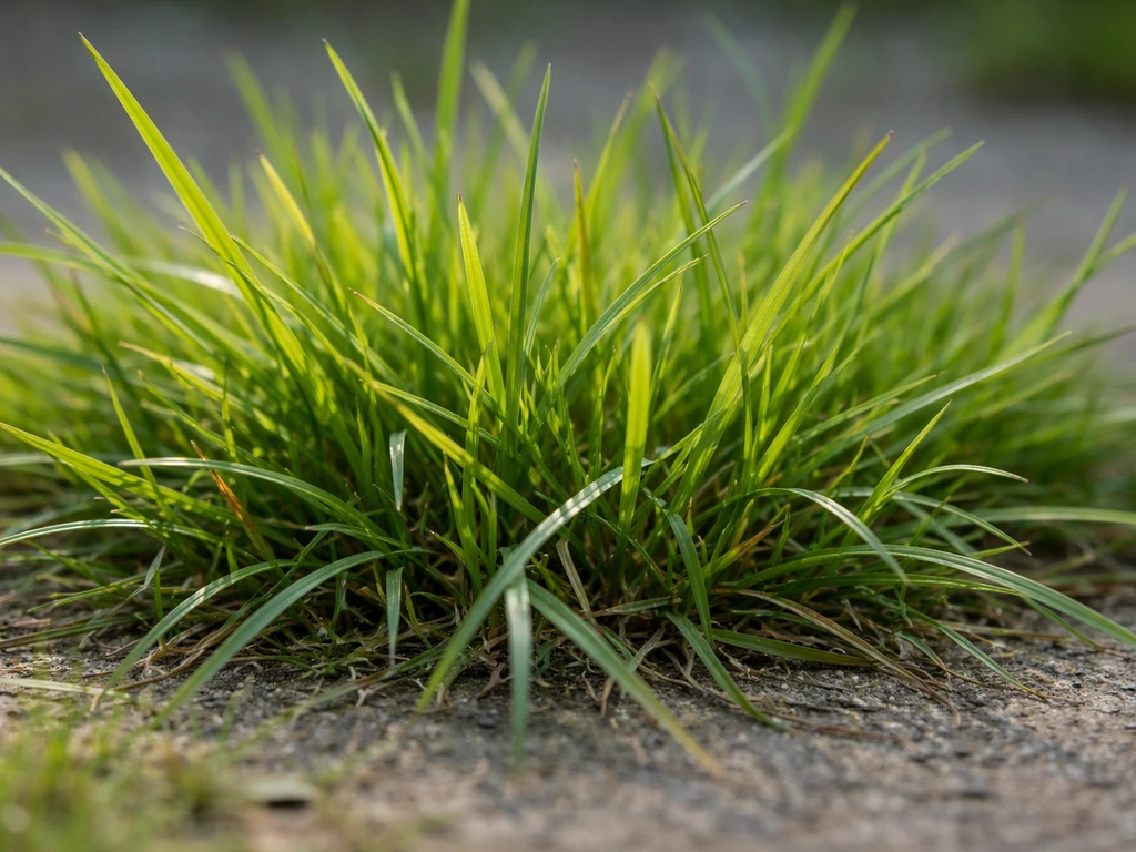Gros plan de l’herbe avec verts variés, jaune-vert et reflets bleutés, valeurs claires et ombres pour la profondeur.