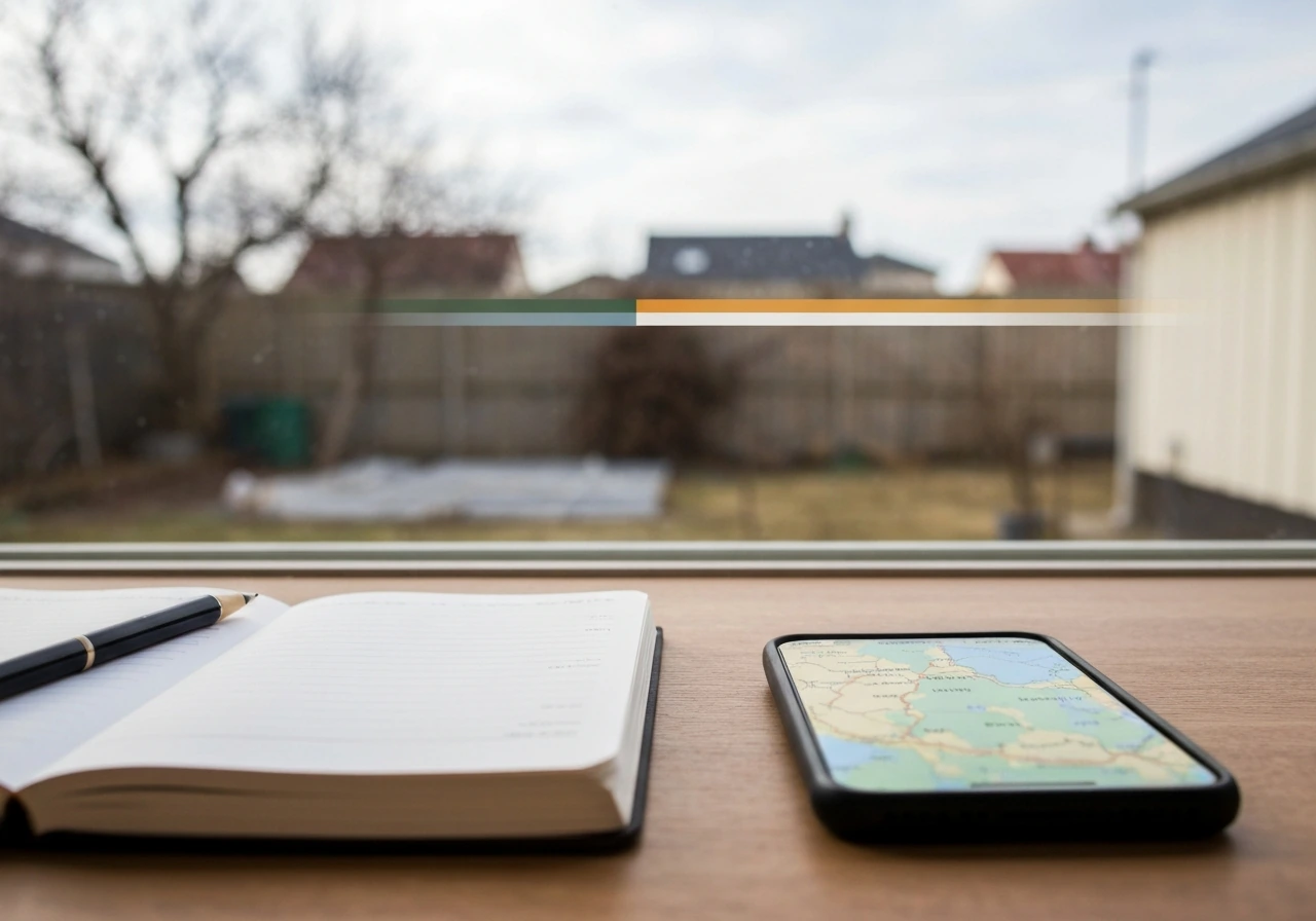 A subtle map-like backdrop with a highlighted hardiness zone band over a quiet local landscape