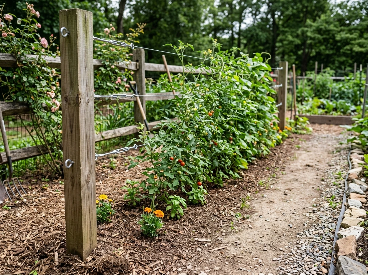 North-south row trellis orientation with two-wire system