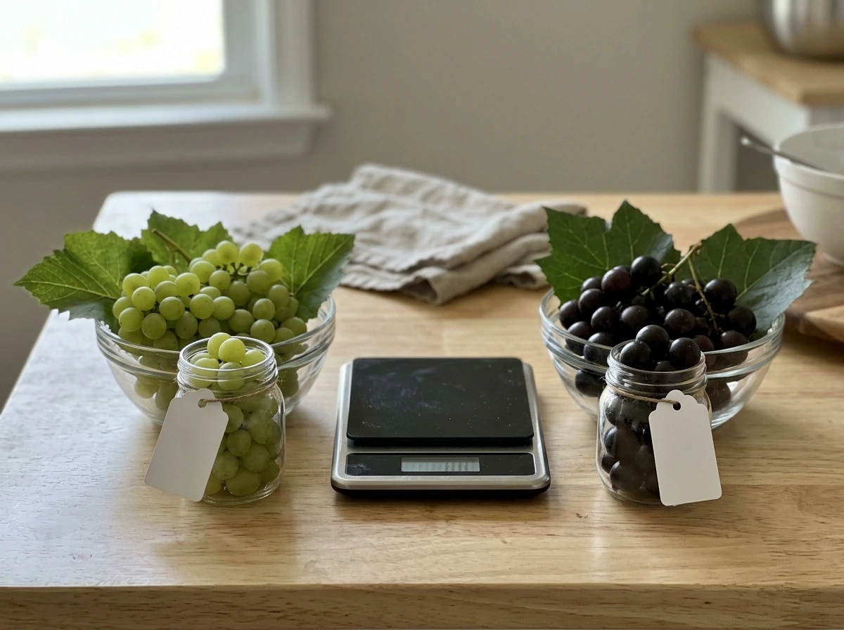Side-by-side grape cluster comparison of cotton candy grapes vs alternatives.
