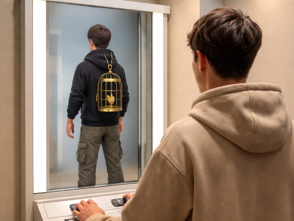 Player avatar preview at a dressing booth with a bird cage accessory selected and ready to place.