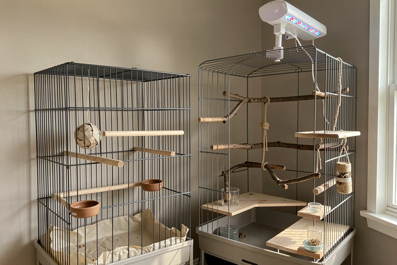 Natural Bird Cage Setup: Small and Large Guide