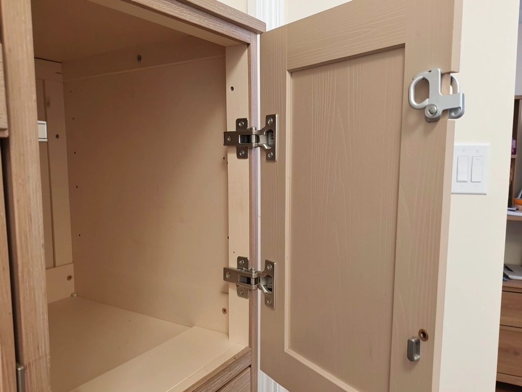 Replacing a bird-proof latch on an armoire door