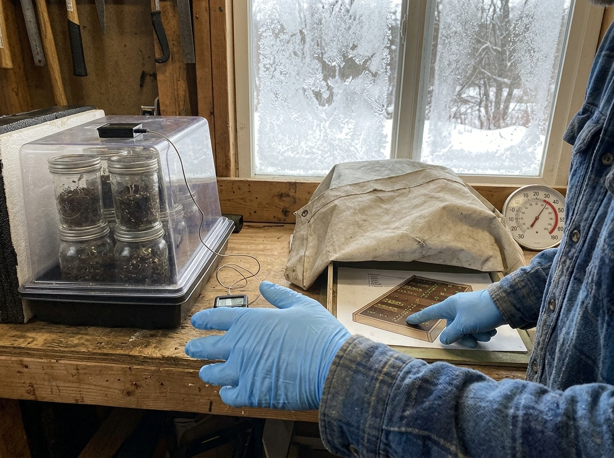 Indoor grow jars and outdoor cold-weather setup side-by-side for Maine decisions.
