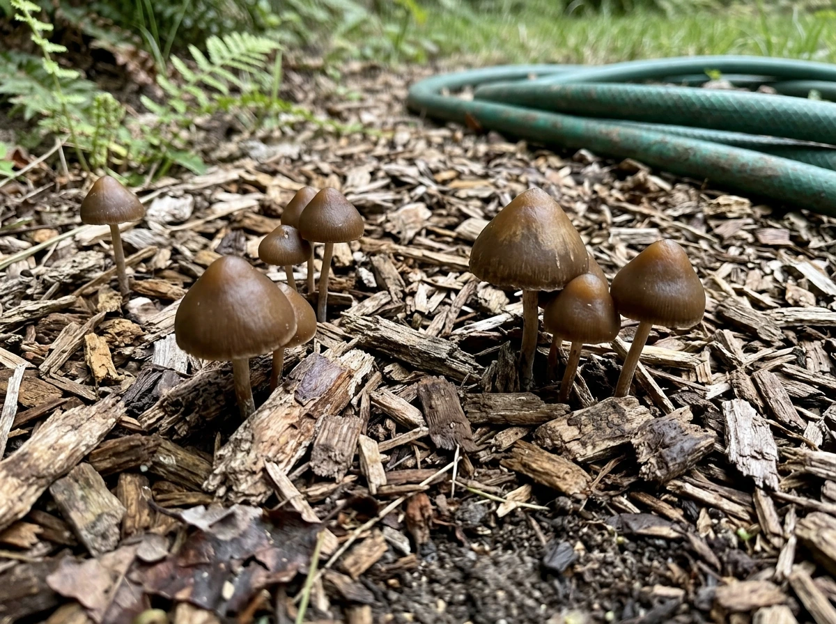 Subaeruginosa growing on outdoor wood debris in a shaded patch