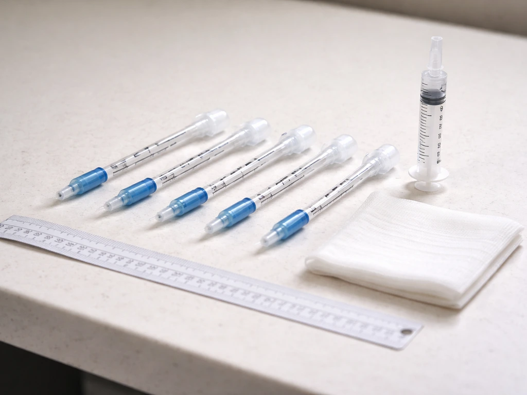 Clean rescue workspace with bird endotracheal tube sizes, syringe, and positioning tools neatly arranged.