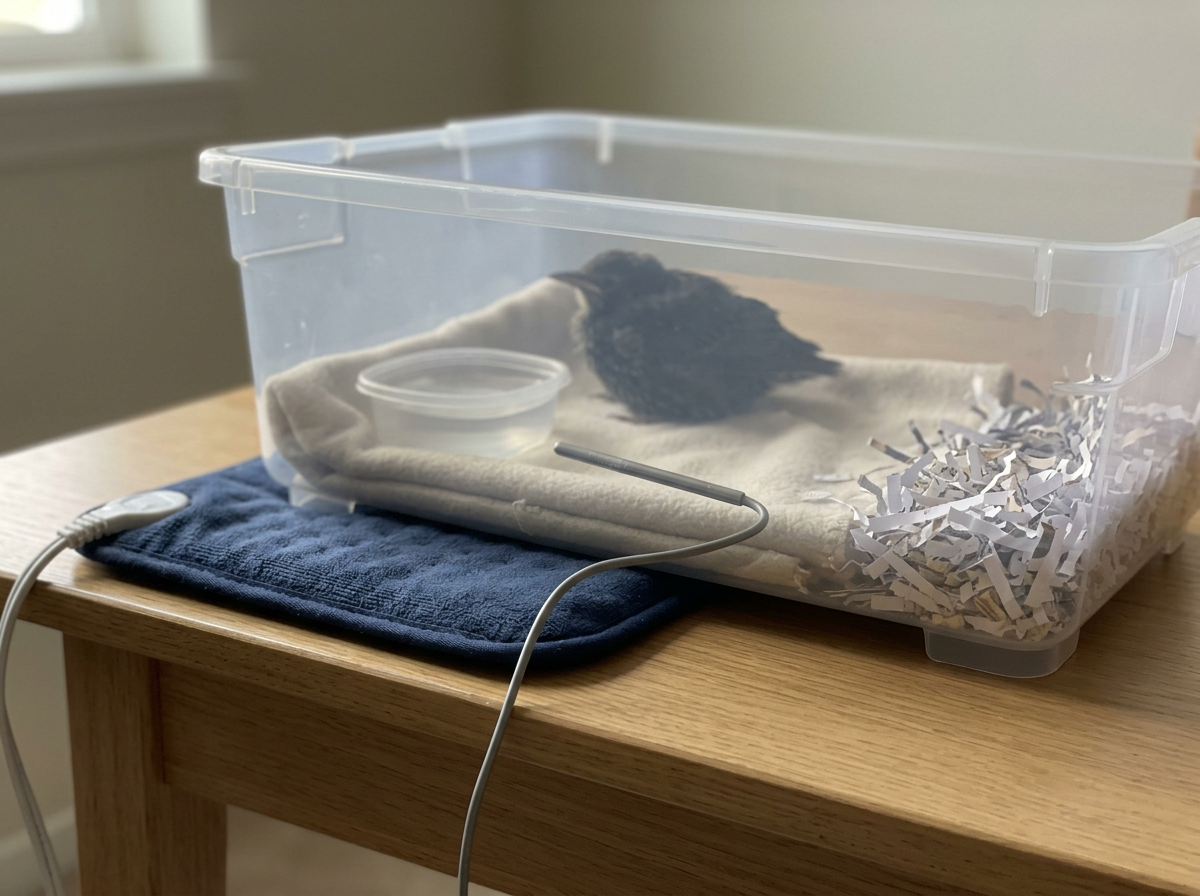 Heating pad under one side of a container to warm without overheating