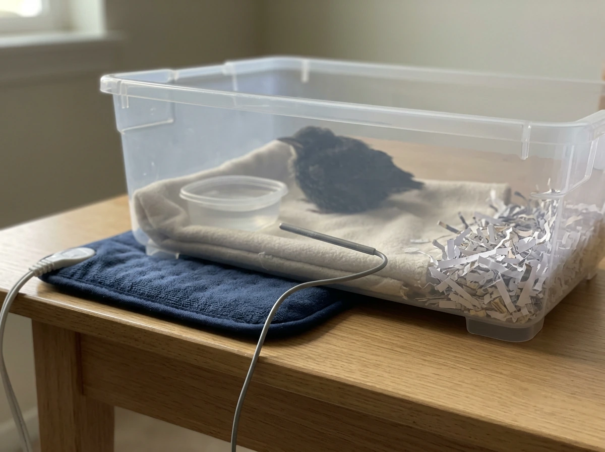 Heating pad under one side of a container to warm without overheating