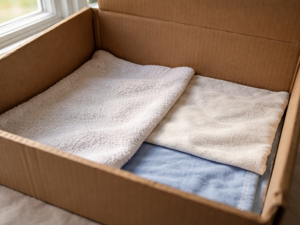 Minimal warming setup: heating pad on LOW under half of a lined box with a cloth barrier.