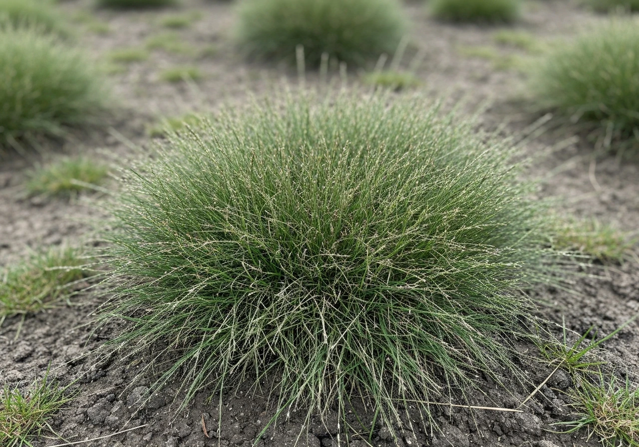 Dof grijsgroen gazon met duidelijke waas en mat gras dat herkenbare symptomen toont.