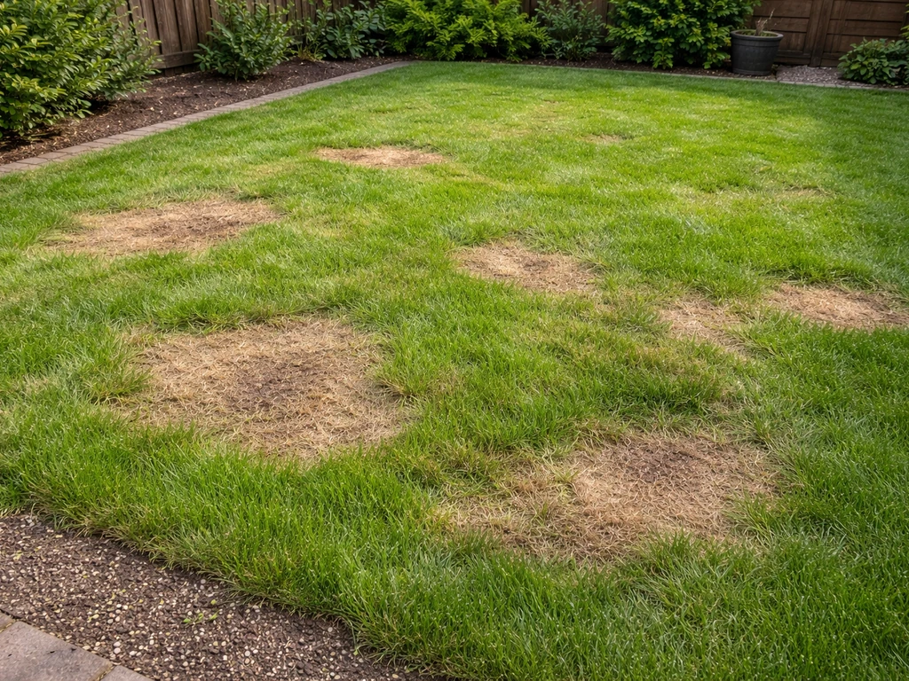 Bruine plekken in het gras na bemesten: oorzaak en herstel