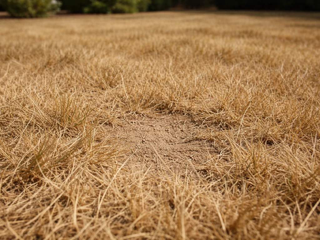 Strogele, knapperige grassprieten op een droog gazon in Nederland bij zomers daglicht.