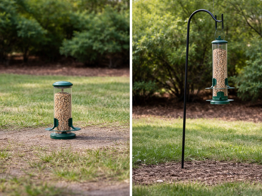 how high should bird feeders be from the ground
