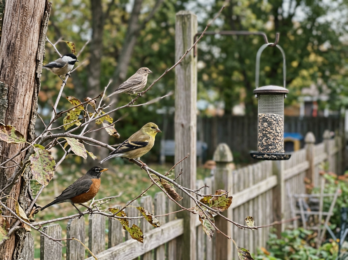 Birds using eyesight and remembering feeder location