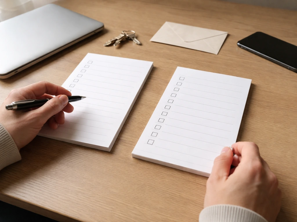 Anonymous desk scene showing a checklist-like workflow for verifying identity and financial records.