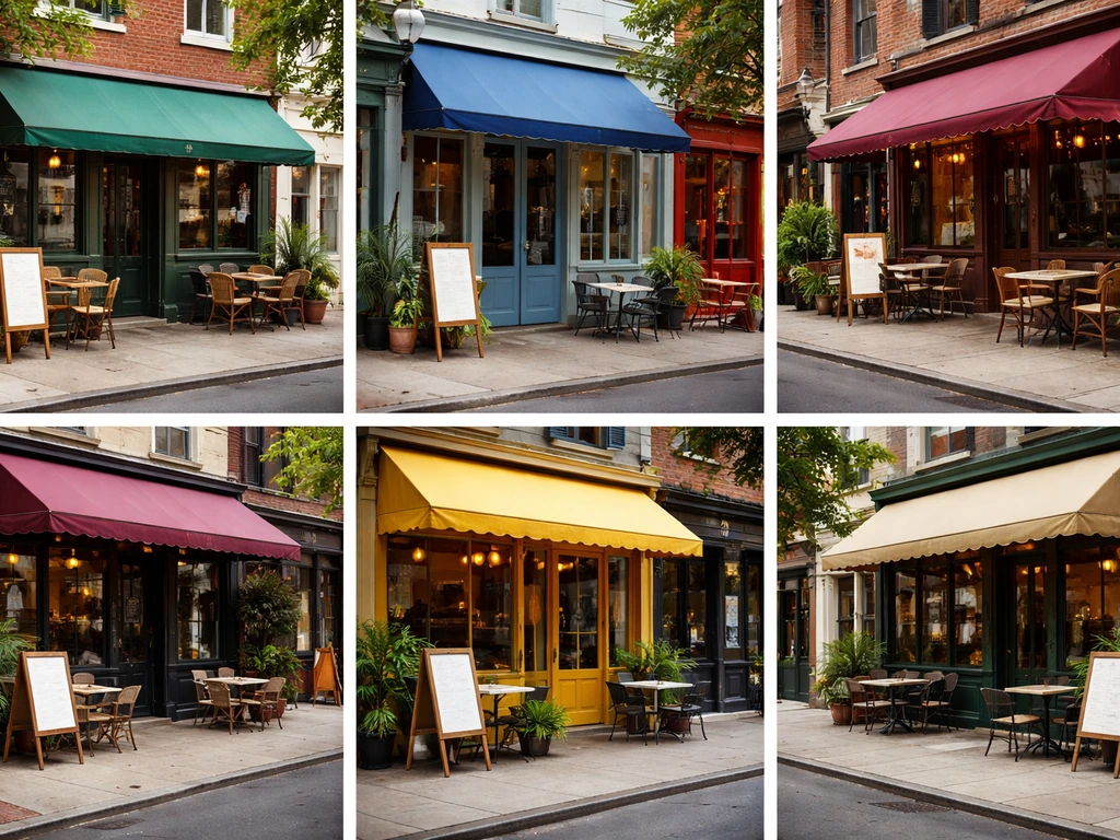 Minimal collage of several Philadelphia restaurant storefronts implying multiple restaurant ownership locations.
