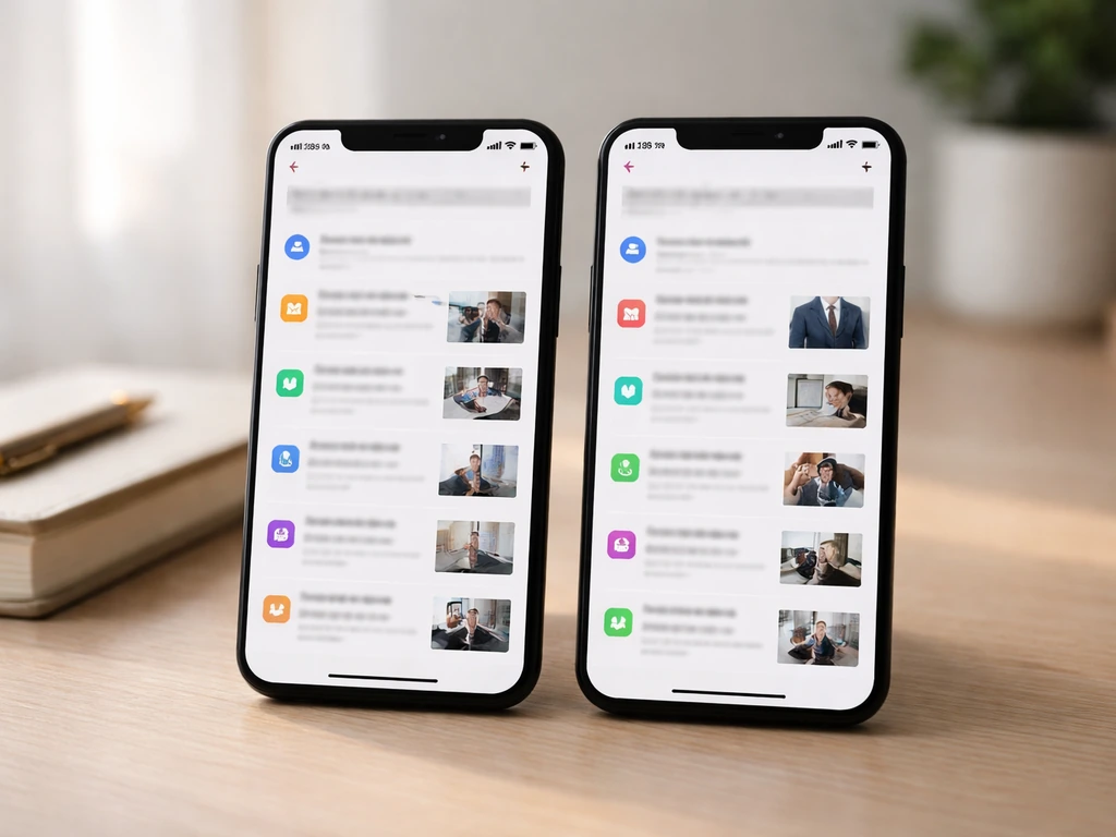 Two separate blurred smartphone search screens suggesting different identities for the name Nicola Caputo.