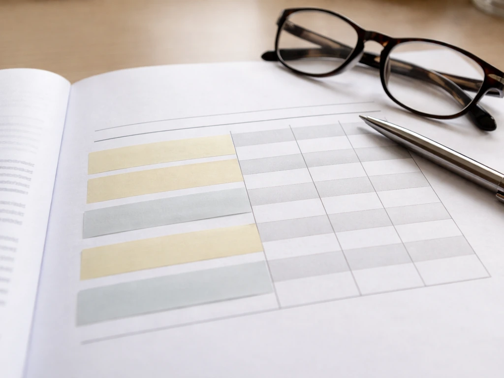 Close-up of an open proxy statement on a desk, focused on a beneficial ownership table area with sticky-note highlights.
