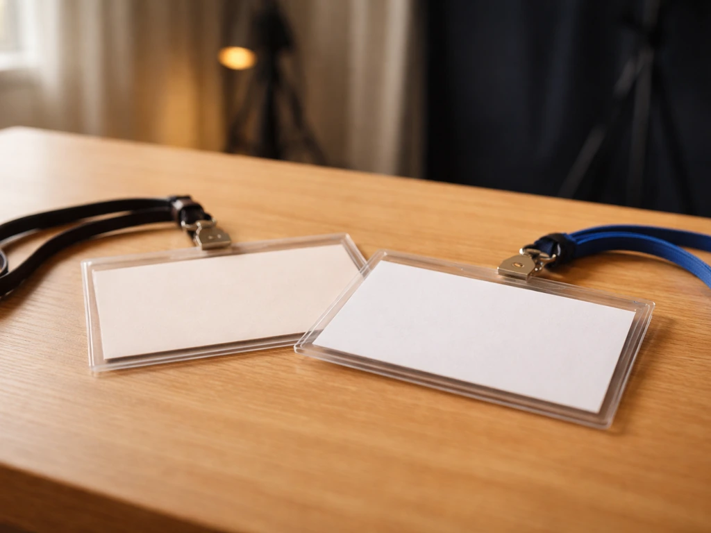 Two overlapping blank name cards on a wooden desk, suggesting confusion between similarly named actors.