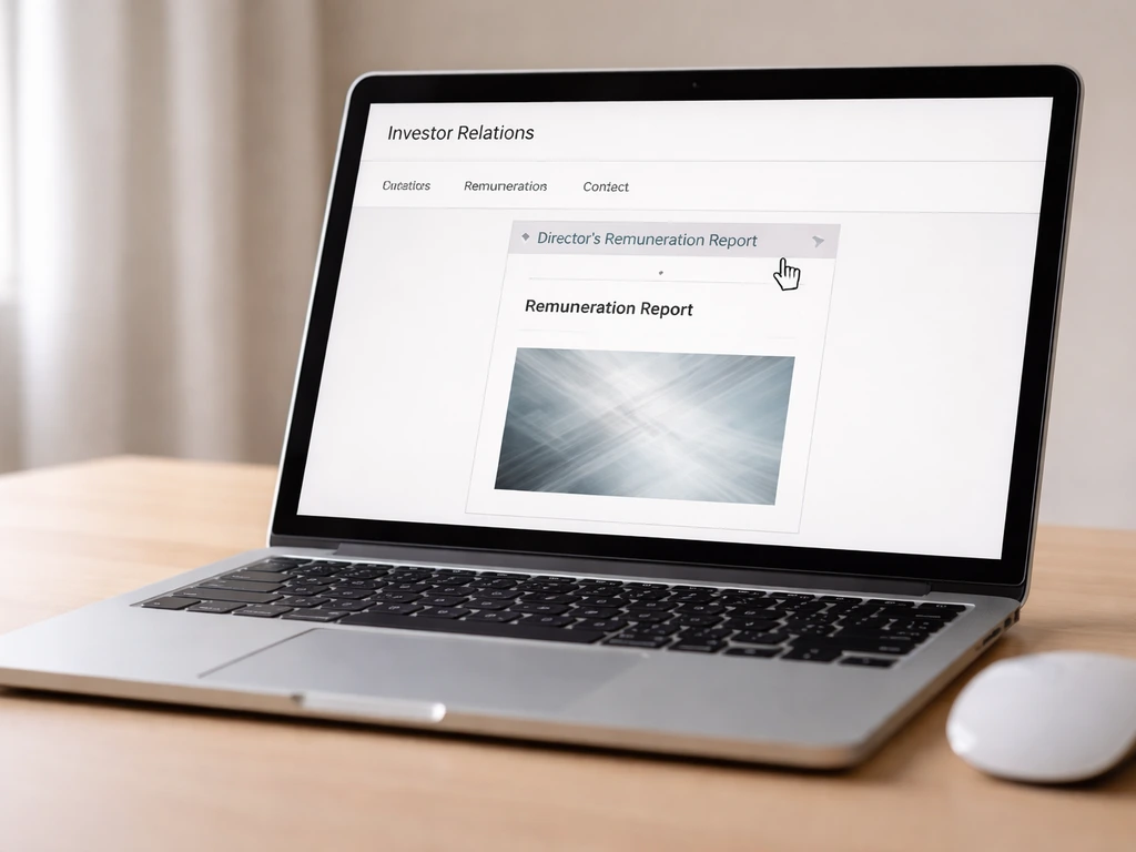 Hands verifying Diageo Directors' Remuneration Report on a laptop with a PDF document open.