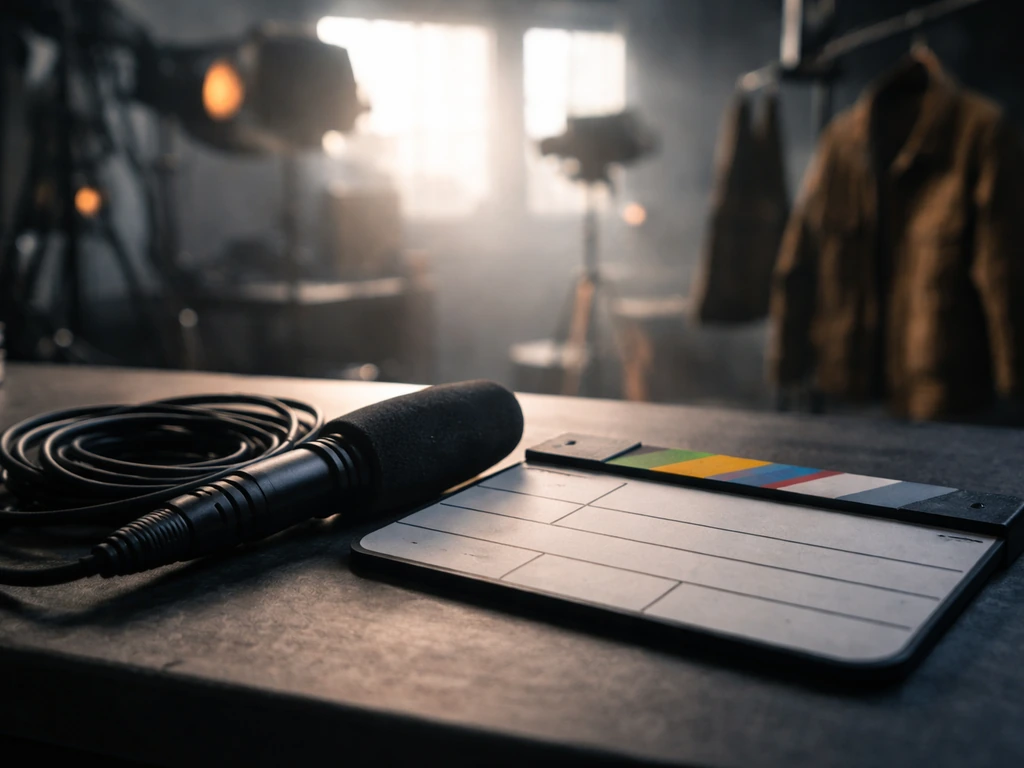 Anonymous TV production set with a microphone and prop rack, hinting at acting career and earnings potential.