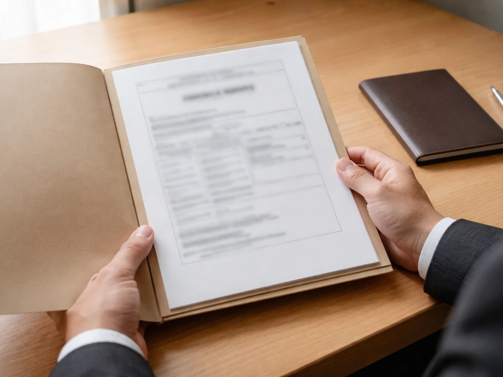 Close-up of a hands holding a printed document with a blurred official registry entry, disambiguating a name.