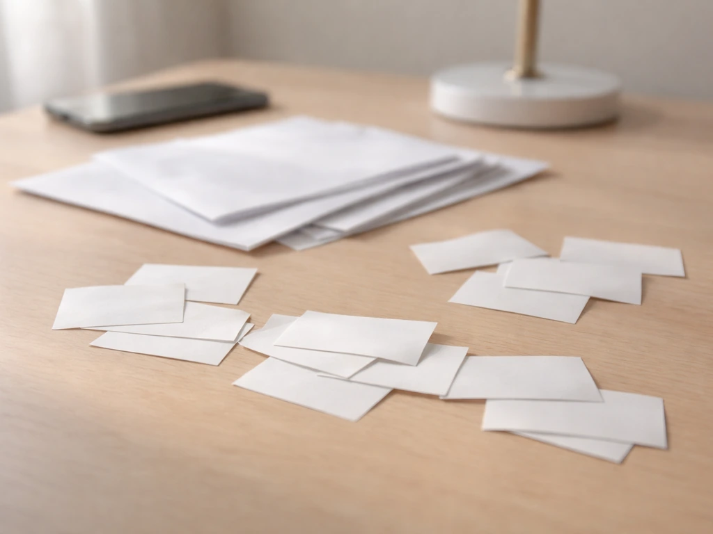 Overlapping address labels on a desk, showing ambiguous clustering and uncertainty around crypto data.