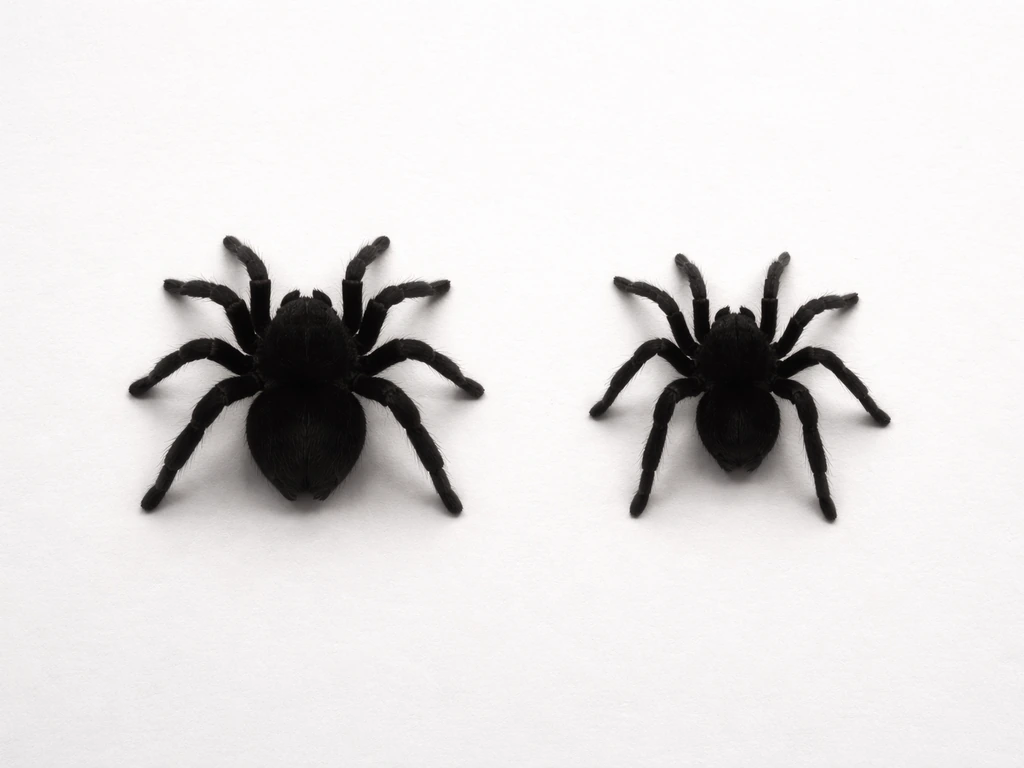 Two realistic tarantula silhouettes on a plain background, suggesting species confusion around “Goliath bird-eating spid