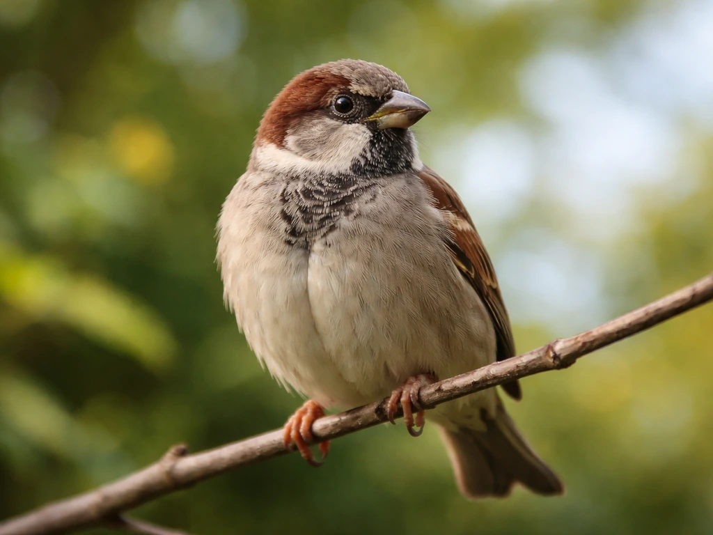 Dramatic close-up of a sparrow perched in natural light, highlighting delicate feathers and symbolism.