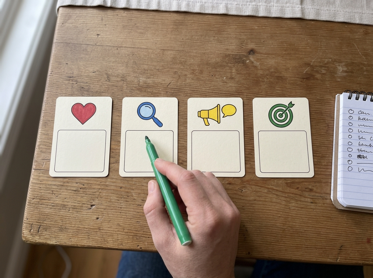 Hands compare four type cards showing strengths and blind spots for each Dope Bird.