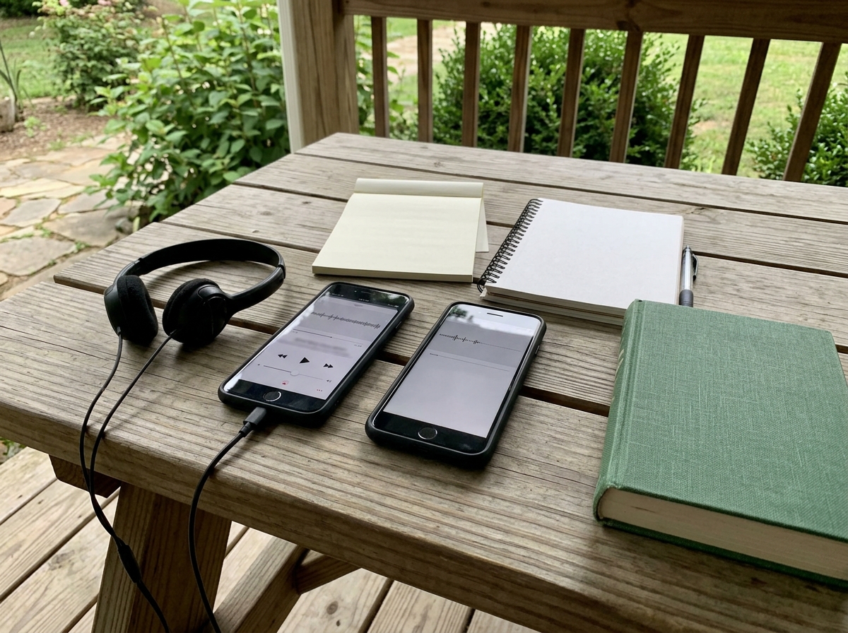 Phone/audio comparison setup for matching a “doe doe” call to a mourning dove.