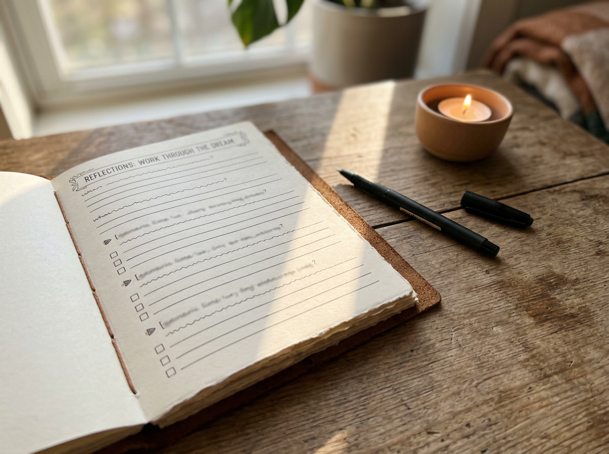 Written journal prompt sheet with questions and reflection space