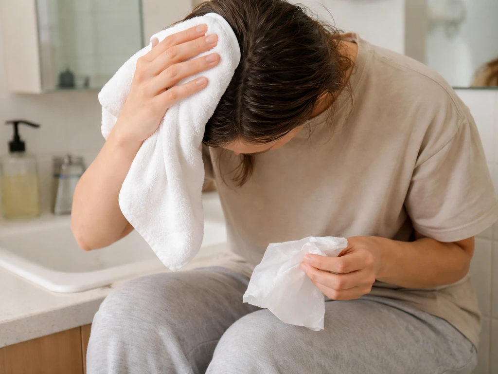 Person gently wiping hair and scalp with a cloth and pet-safe wipes to reduce bird droppings and dander risk
