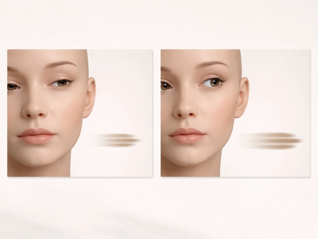 Minimal side-by-side photo showing relaxed vs tense generic eyes with short vs prolonged stretch cues.